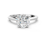 Platinum Round Solitaire Diamond Ring with Six-Prong Setting on a Classic Band