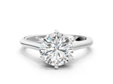 Platinum Round Solitaire Engagement Ring with Six-Prong Setting and Classic Band 1