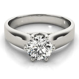Platinum Round Solitaire Engagement Ring with Six-Prong Setting and Comfort Fit Band
