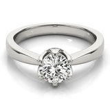 Platinum Round Solitaire Engagement Ring with Six-Prong Setting and Tapered Band 1