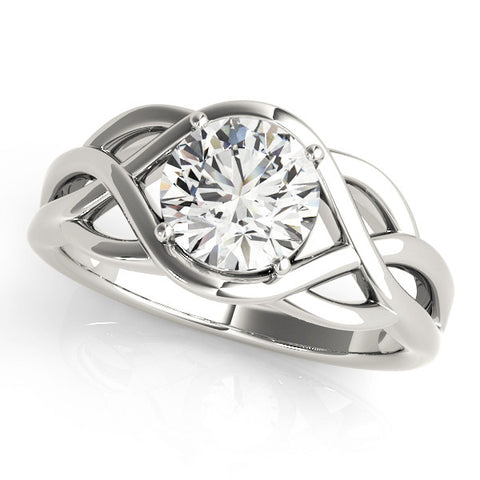 Platinum Round Solitaire Intertwined Band Prong Setting Ring 1