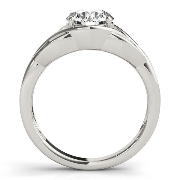 Platinum Round Solitaire Intertwined Band Prong Setting Ring