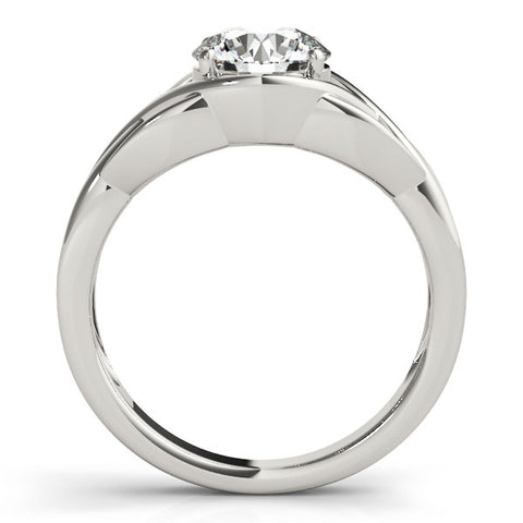 Platinum Round Solitaire Intertwined Band Prong Setting Ring