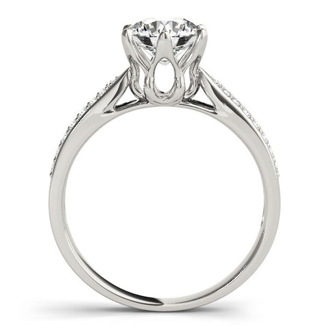 Platinum Round Solitaire Pavé Split Shank Six-Prong Diamond Ring