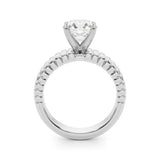 Platinum Round Solitaire Ribbed Band with Four-Prong Setting 2