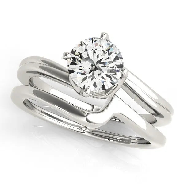Platinum 1.81 Carat D VVS2 Round Solitaire Twist Band Engagement Ring with Four-Prong Setting