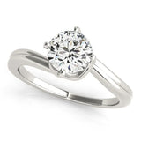 Platinum 1.81 Carat D VVS2 Round Solitaire Twist Band Engagement Ring with Four-Prong Setting