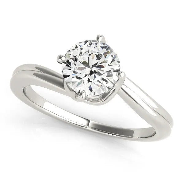 Platinum 1.81 Carat D VVS2 Round Solitaire Twist Band Engagement Ring with Four-Prong Setting