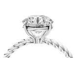 Platinum Round Solitaire Twist Band Ring with Four-Prong Setting_4