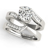 Platinum Round Solitaire Twist Band with Channel Set Diamonds and Four-Prong Setting 2