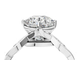 Platinum Round Solitaire Twist Band with Leaf Prong Setting 5