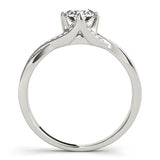 Platinum Round Solitaire Twist Band with Pavé Setting and Four-Prong Mount 2