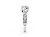 Platinum Round Solitaire Twist Pave Diamond Engagement Ring with Prong Setting_511