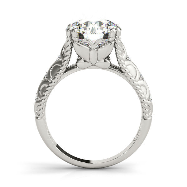 Platinum Round Solitaire Twisted Band with Six-Prong Setting