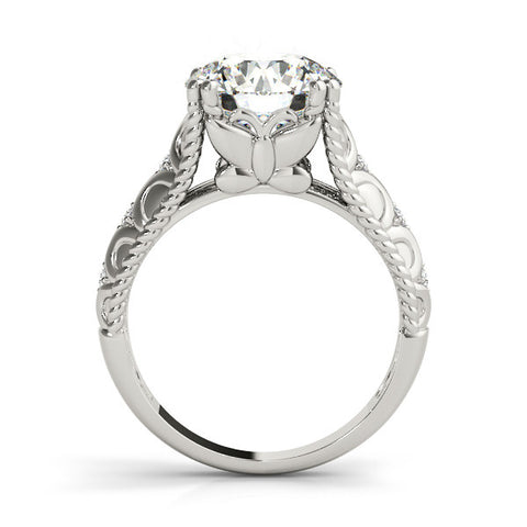 Platinum Round Solitaire Twisted Band with Six-Prong Setting