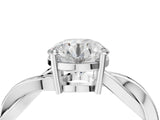 Platinum Round Solitaire Twisted Pave Diamond Ring with Four-Prong Setting_4