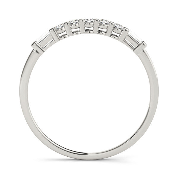 Platinum Round and Baguette Diamond Prong Set Half-Eternity Band 1