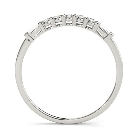 Platinum Round and Baguette Diamond Prong Set Half-Eternity Band 1