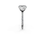 Platinum Round and Emerald Toi Moi Ring with Prong Setting and Micro Pave Band 2