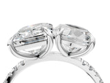 Platinum Round and Emerald Toi Moi Ring with Prong Setting and Micro Pave Band 4