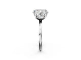 Platinum Round and Emerald Toi Moi Ring with Prong Setting and Plain Band 2