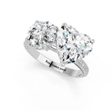 Platinum Round and Heart Toi Moi Ring with Prong Setting and Micro Pave Band 1