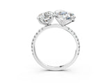 Platinum Round and Heart Toi Moi Ring with Prong Setting and Pave Band 3