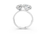 Platinum Round and Heart Toi Moi Ring with Prong Setting and Plain Band 3