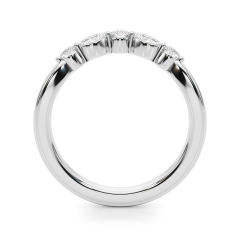 Platinum Round and Marquise Diamond Half Eternity Band with Prong Setting 1