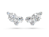 Platinum Round and Oval Diamond Hydrangea Bouquet Stud Earrings with Round Diamond Accents_4