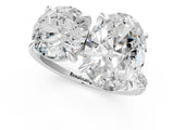 Platinum Round and Oval Toi Moi Ring with Prong Setting and Pave Band 1