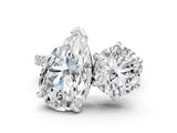 Platinum Round and Pear Toi Moi Ring with Prong Setting and Micro Pave Band 2