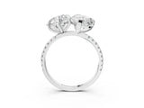 Platinum Round and Pear Toi Moi Ring with Prong Setting and Micro Pave Band 5