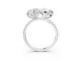 Platinum Round and Pear Toi Moi Ring with Prong Setting and Pave Band 3