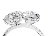 Platinum Round and Pear Toi Moi Ring with Prong Setting and Pave Band 4