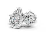 Platinum Round and Pear Toi Moi Ring with Prong Setting and Plain Band 1