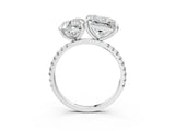 Platinum Round and Princess Toi Moi Ring with Prong Setting and Micro Pave Band 3