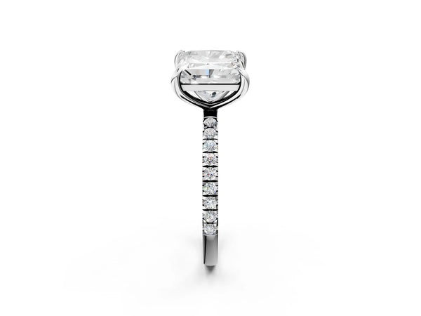 Platinum Round and Princess Toi Moi Ring with Prong Setting and Pave Band