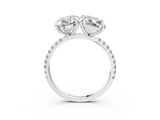 Platinum Round and Radiant Toi Moi Ring with Prong Setting and Micro Pave Band 3