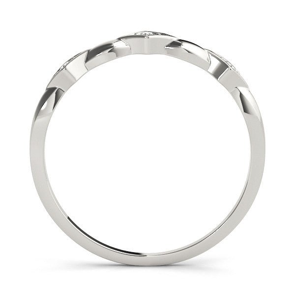 Platinum Square Diamond Twist Band with Bezel Setting