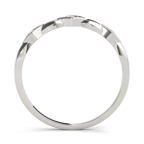 Platinum Square Diamond Twist Band with Bezel Setting