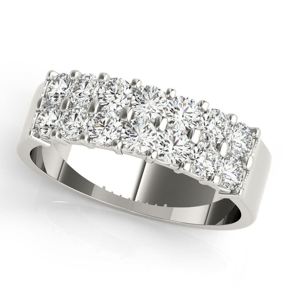 Platinum Three-Row Round Diamond Channel Band with Shared Prong Setting 1