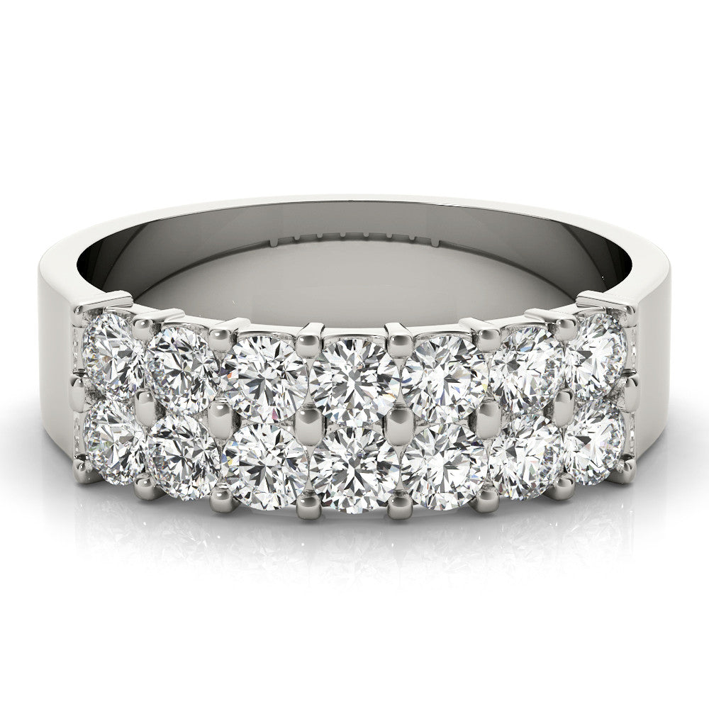Platinum Three-Row Round Diamond Channel Band with Shared Prong Setting 2