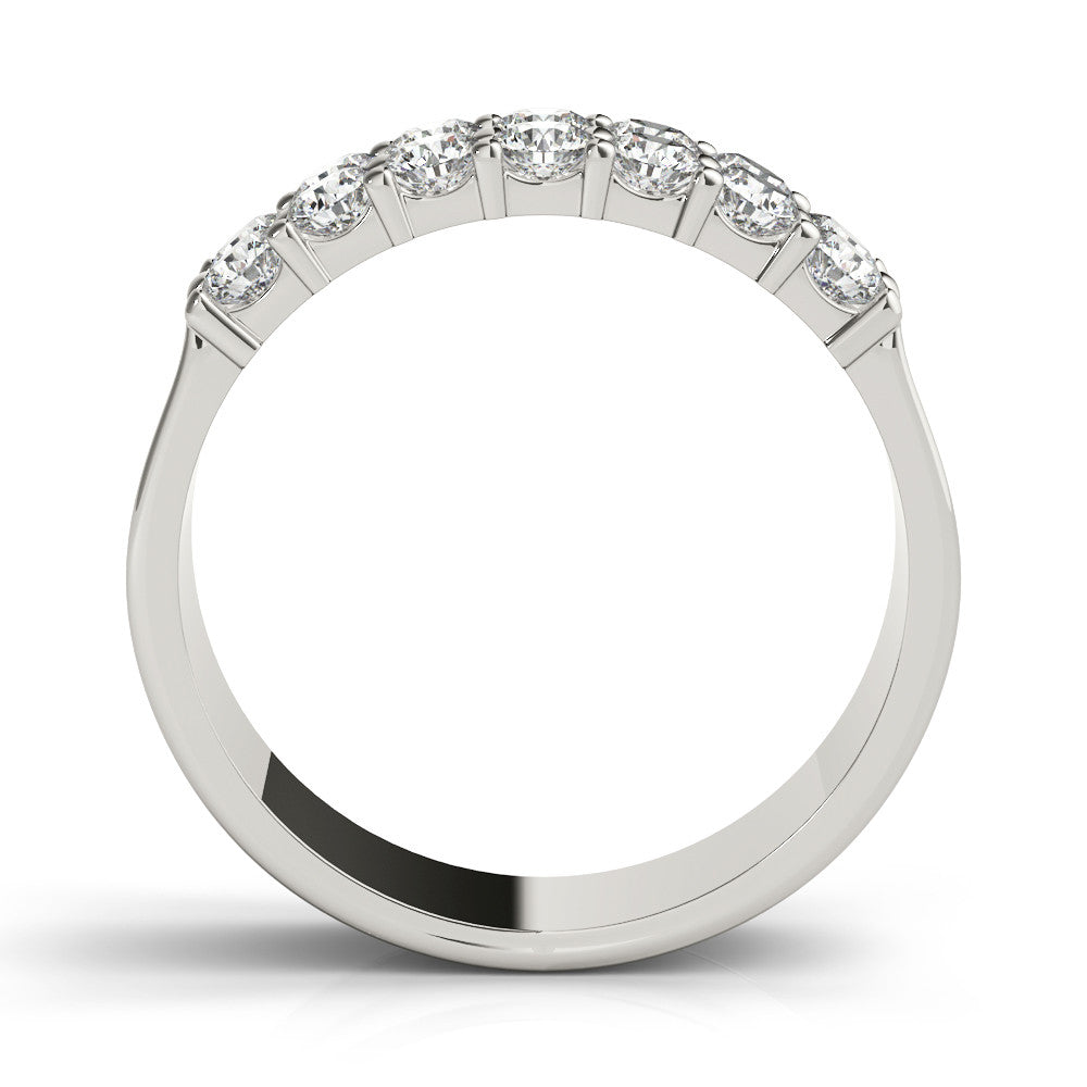 Platinum Three-Row Round Diamond Channel Band with Shared Prong Setting