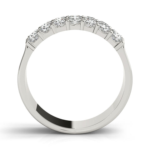 Platinum Three-Row Round Diamond Channel Band with Shared Prong Setting
