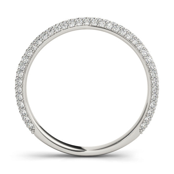 Platinum Three-Row Round Diamond Pavé Eternity Band