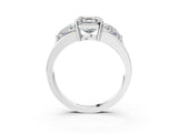 Platinum Three-Stone Asscher Cut Cut Diamond Ring with Trillion Side Stones on a Split Shank Band_16