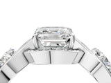 Platinum Three-Stone Asscher Cut Diamond Wave Pave Band with Prong Setting_17