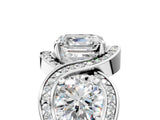 Platinum Three-Stone Asscher Cut Diamond Wave Pave Band with Prong Setting_18
