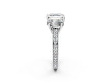 Platinum Three-Stone Asscher Diamond Milgrain Pave Band with Prong Setting 2